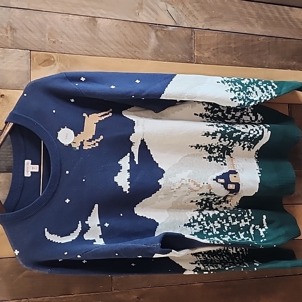 NWOT Holiday Lane Men's Wintry Landscape Sweater Macy's Exclusive Size XL - Picture 2 of 6